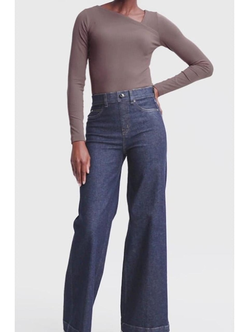 SPANX Ribbed Long-Sleeve Top in Mauve Taupe Size S - Picture 2 of 7